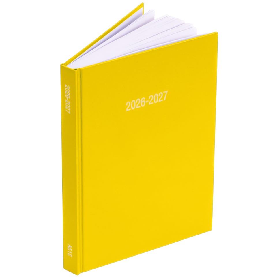 image 1 of 2026 2027 Academic Diary A5 Page a Day - Mid Year Hardback Planner From August 2026 to July 2027 - Student Teacher School Organiser with Ribbon Bookmark (A5, Yellow)