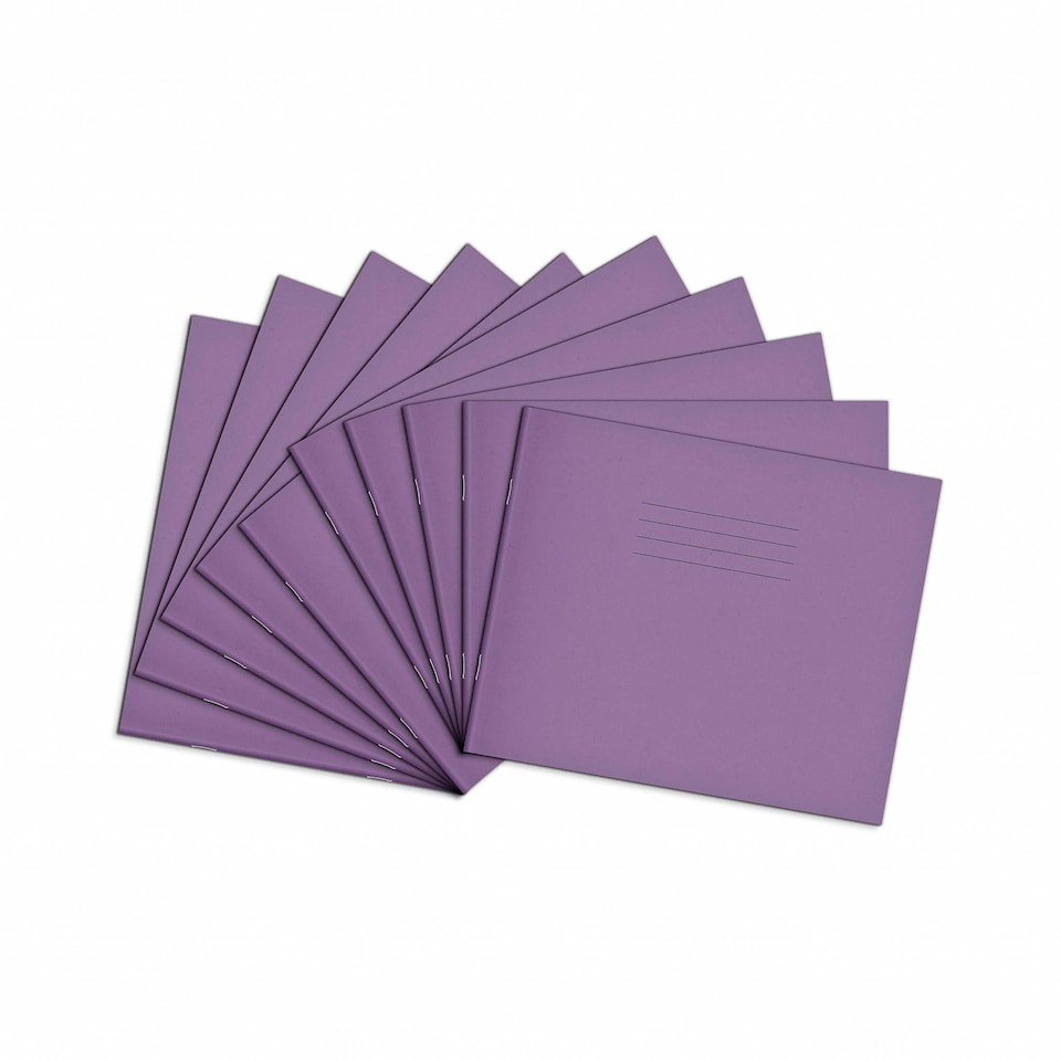 image 1 of Rhino 32 Page 4mm Feints Handwriting Book Purple 6.5 x 8in 10 Pack