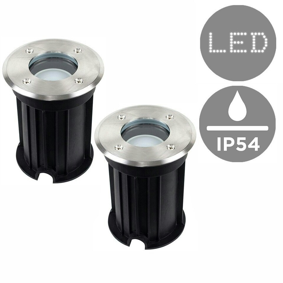 image 1 of ValueLights Pair Of Modern Bushed Chrome IP54 Rated Outdoor Garden Walk Over Lights