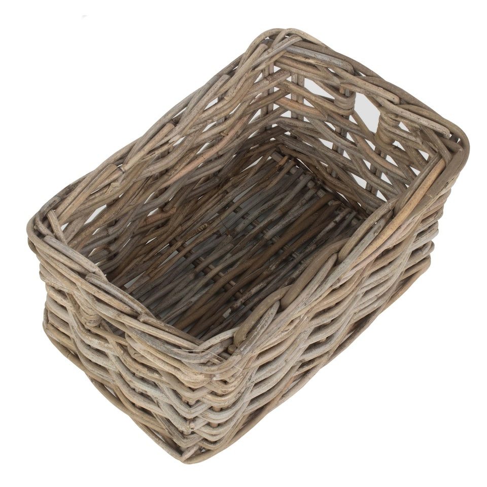 image 1 of Large Rectangular Grey Rattan Storage Basket | Grey | Grey