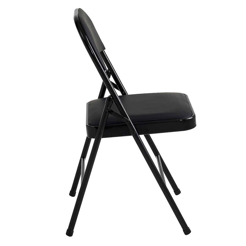 image 1 of Set of 4 Folding Dining Chairs Metal Frame Padded Seats
