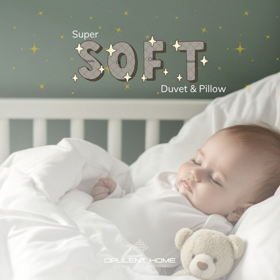 image 1 of Opulent Home 9 Tog Cot Bed Duvet and Pillow Set | Anti-Allergy Baby & Toddler Winter Quilt Bedding|White