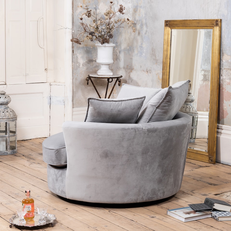 image 1 of Havana Velvet Swivel Base Cuddle Chair