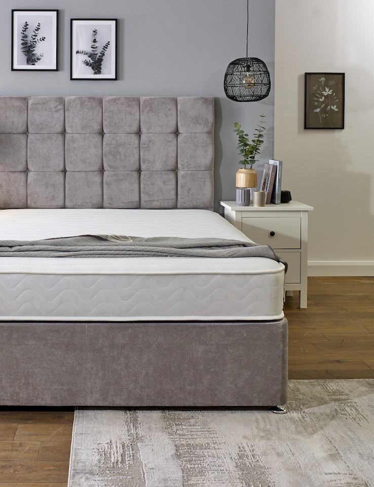 image 1 of Budget Memory Sprung Mattress - Quilted Cooltouch Straight Line Top Panel | White | Small Double