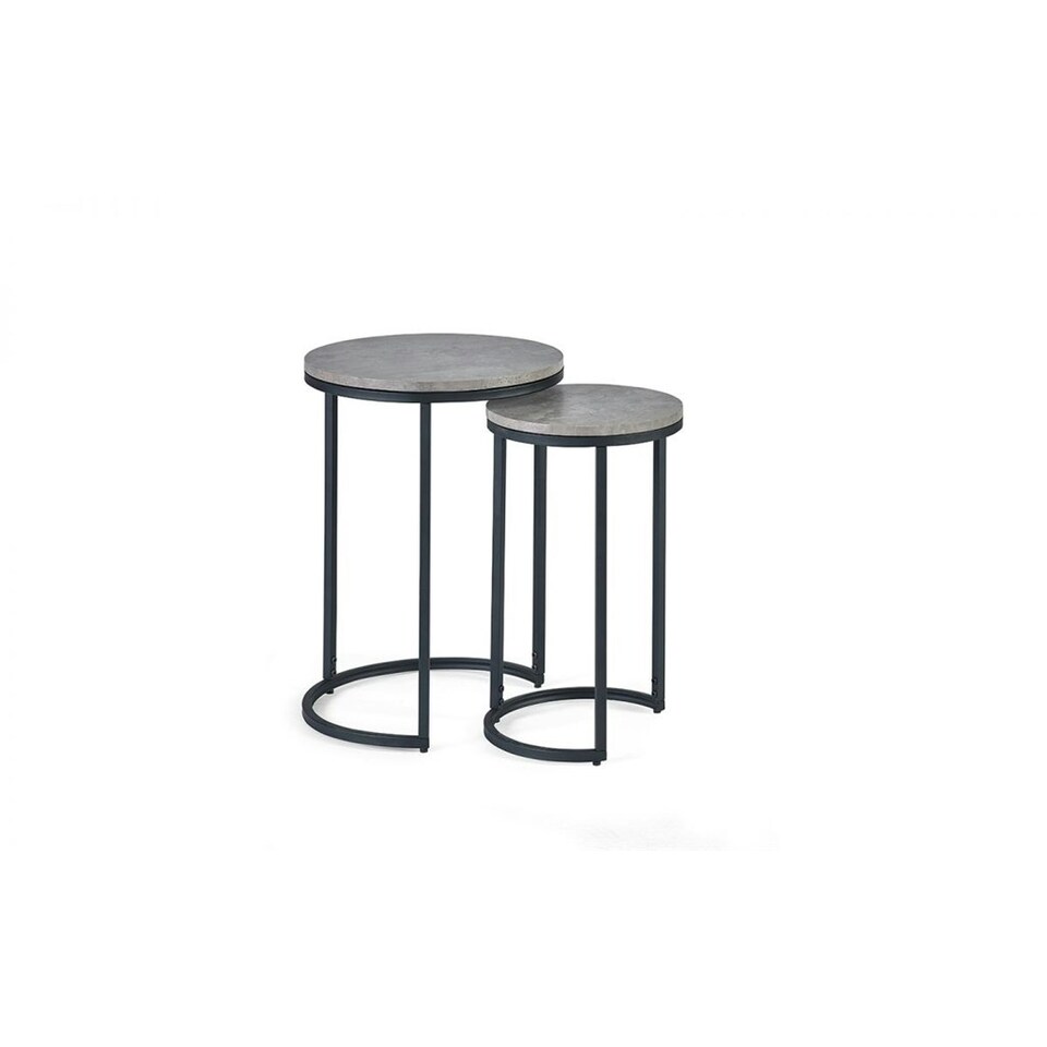 image 1 of Concrete Effect Nesting Side Tables Grey