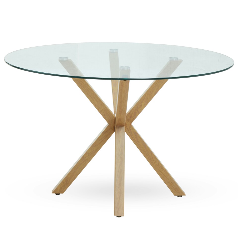 image 1 of Salford Dining Table With Ash Wood Effect Metal Legs Clear