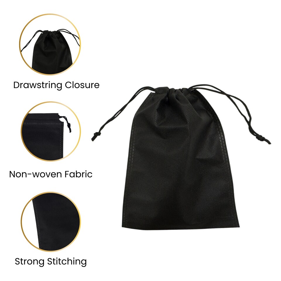 image 1 of Pack of 25 Light Blue Coloured 12x9cm Non-Woven Drawstring Bags | Blue