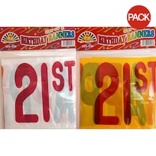 Playwrite 21st Birthday Banner (Pack of 3) - Multicoloured - One Size