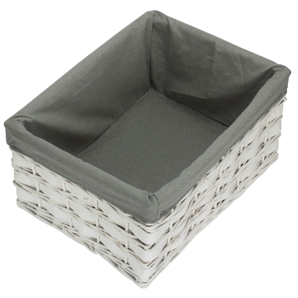 image 1 of Extra Large White Grey Lined Scandi Storage Basket With Grey Lining | Grey | Grey
