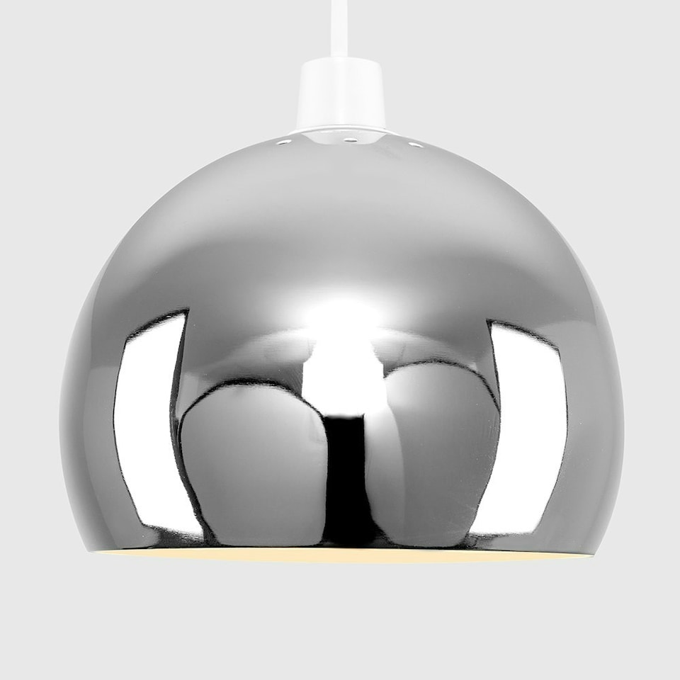 image 1 of ValueLights Arco Silver Ceiling Pendant Shade and B22 GLS LED 10W Warm White 3000K Bulb