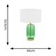 image 2 of ValueLights Leigh Forest Green Glass and Gold Detail Table Lamp with White Drum Shade | White