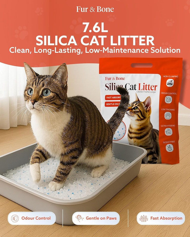 image 1 of Fur & Bone 7.6L Silica Cat Litter Crystals Low Dust