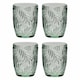 image 2 of Set of 4 Laurier Green Spring Summer Embossed Leaf Drinking Glass Short Tumblers 320ml
