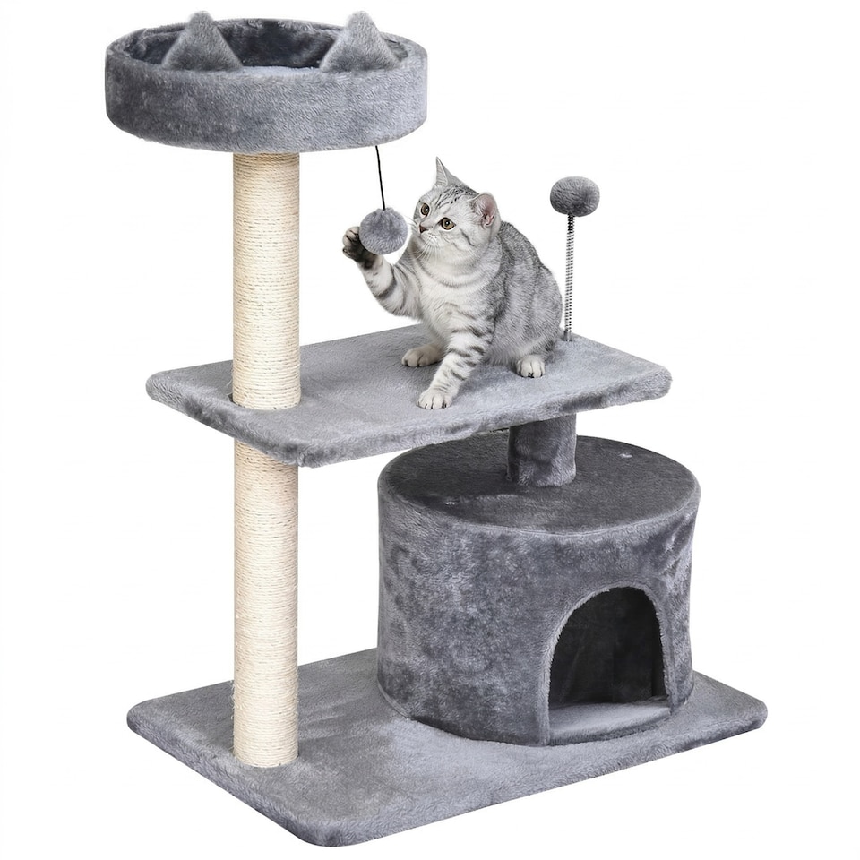 image 1 of PawHut 81cm Cat Tree Climbing Tower for Indoor with Scratching Post