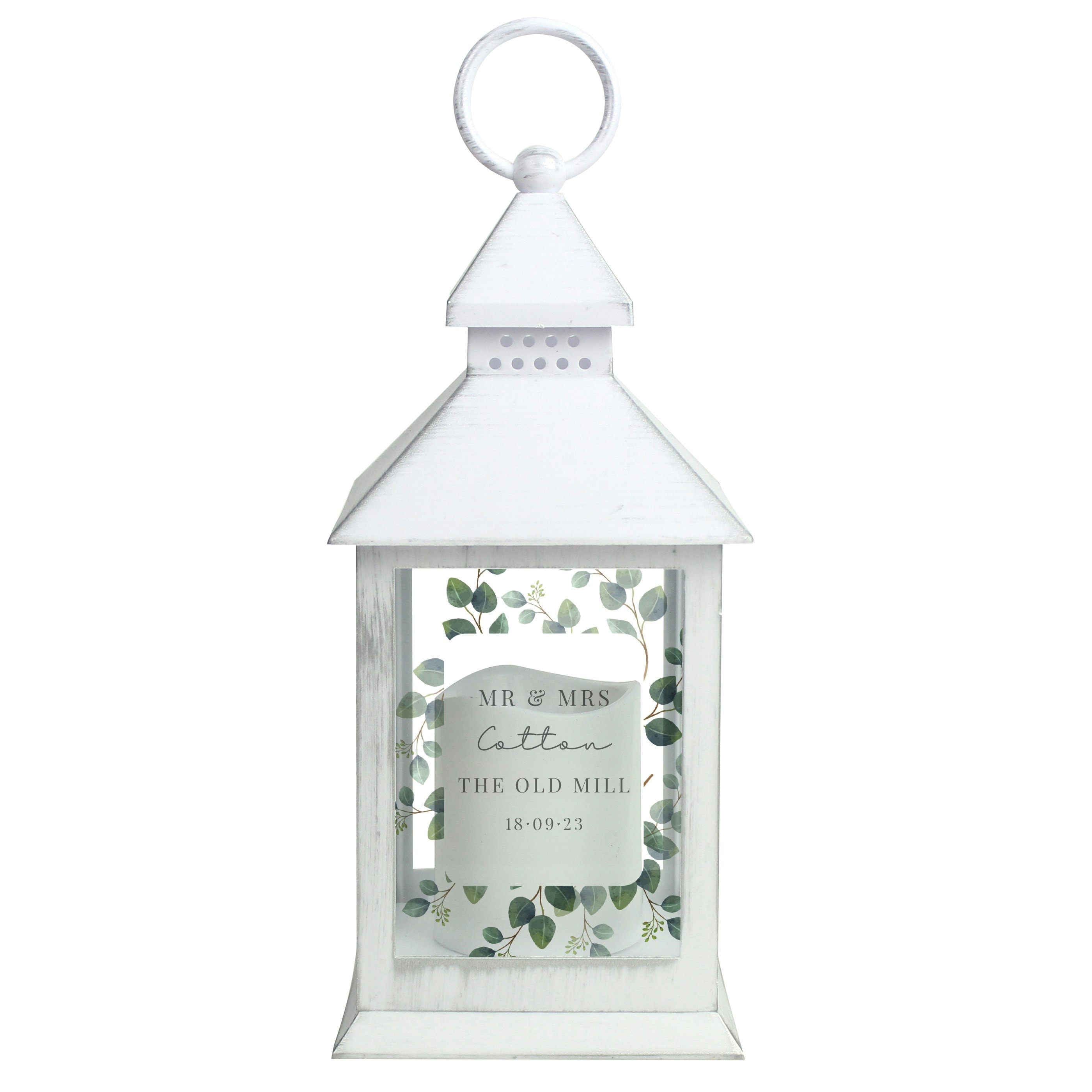 Personalised Memento Company Personalised Botanical White Lantern