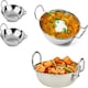 image 2 of Set of 2 Stainless Steel 18cm Kadai - Food Table Deep Serving Bowls with Handle