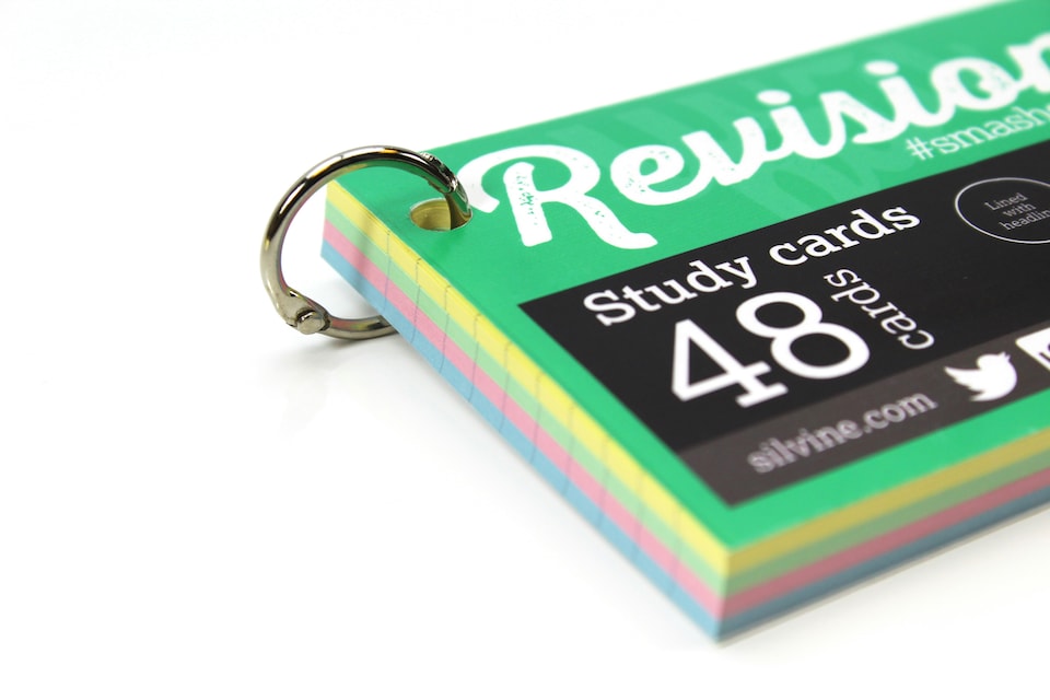 image 1 of 48 Assorted Colour 5x3" Revision Cards on Binding Ring