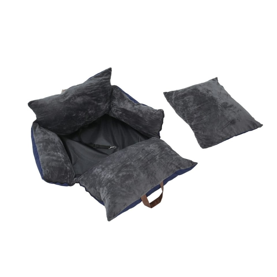 image 1 of Living and Home Plush Pet Car Seat Bed with Handle & Strap - Navy | Blue | One Size