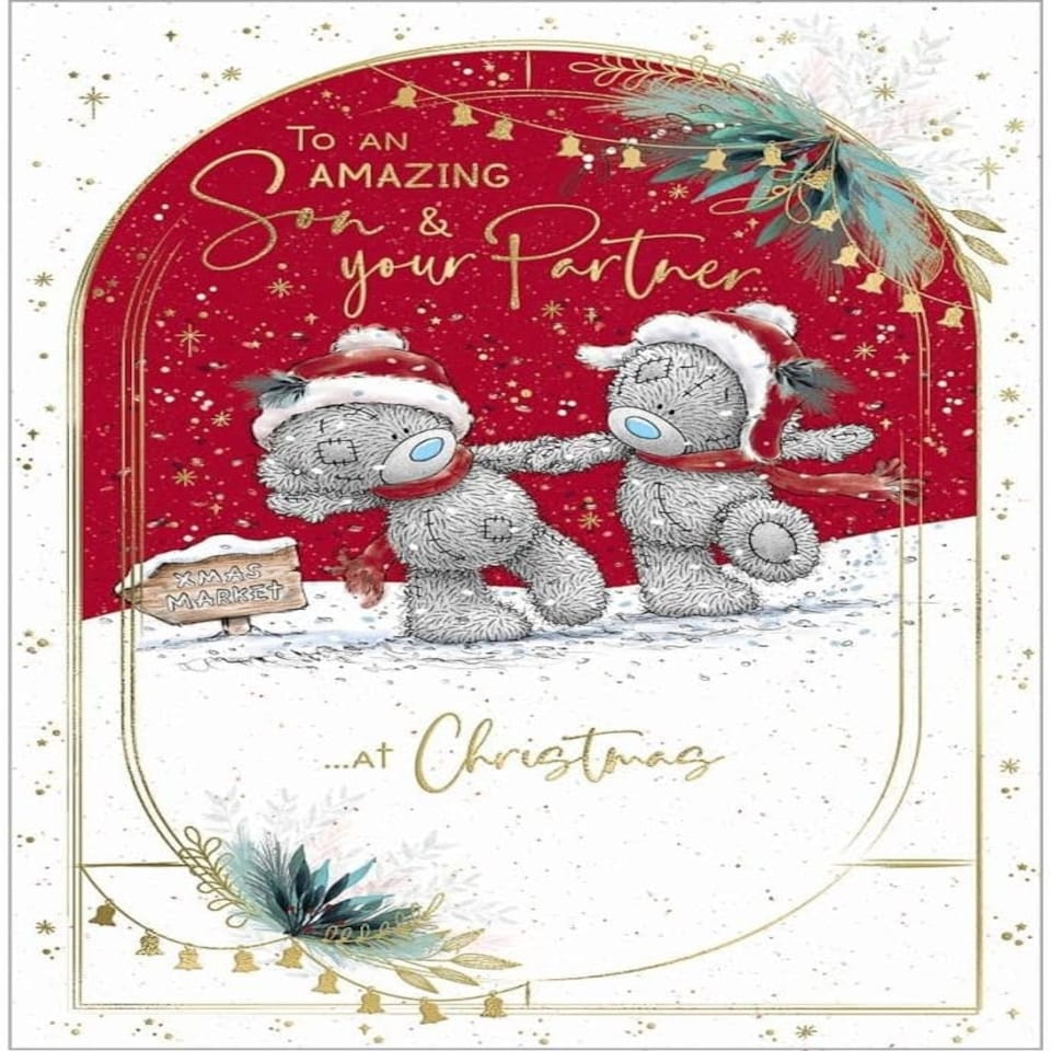 image 1 of Bears Walking Hand In Hand Son And Partner Christmas Card