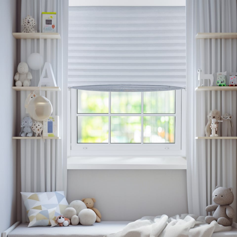 image 1 of 130cm Stick on Blackout Pleated Blind 150cm Drop
