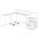 image 9 of COSTWAY L-shaped Desk Home Office Desk with File Drawer White