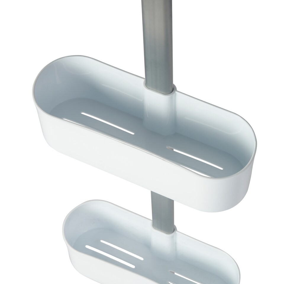 image 1 of Showerdrape Elements White 2 Tier Basket Hanging Shower Caddy | White | 1