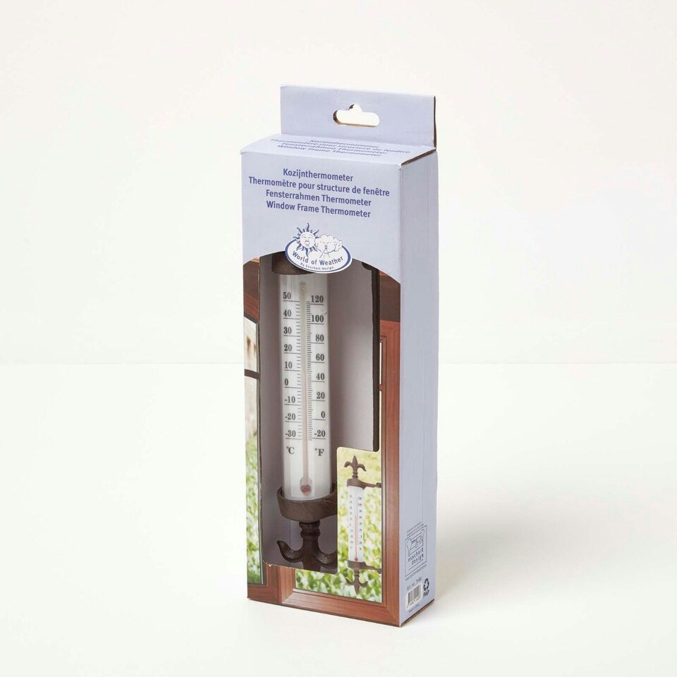 image 1 of Homescapes Traditional Style Cast Iron Outdoor Garden Thermometer