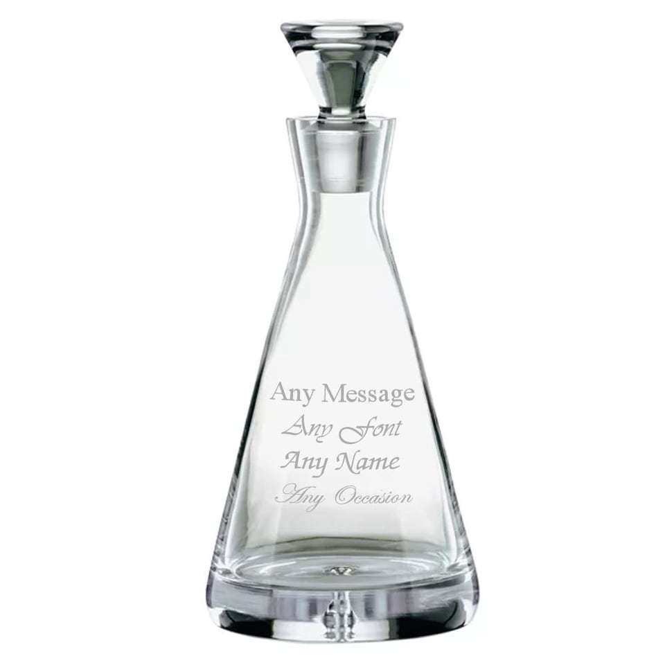 image 1 of Personalised Engraved 750ml Handmade Bubble Base Pyramid Decanter