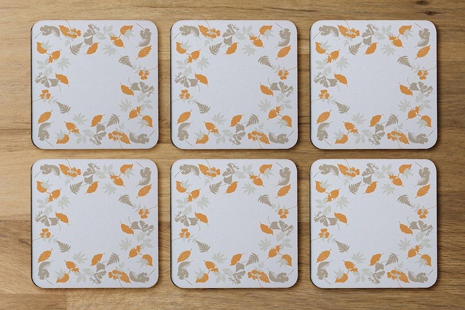 image 1 of Orange & Grey Autumn Leaves (Coaster)