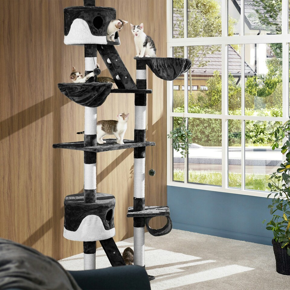 image 1 of Cat Tree Hansi - 243 to 260 cm, sisal cat scratching posts - Black/White