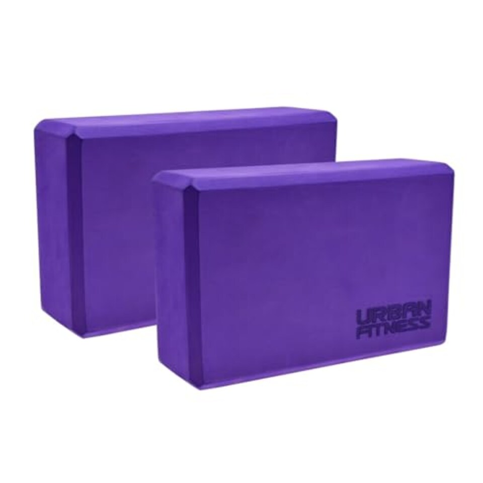 image 1 of Urban Fitness Yoga Brick Pair, High-Density Eva Foam Set Of 2 Yoga Blocks For Stretching, Pilates, Support, Balance, Stability, Flexibility, Posture, Core Strength, Home Gym Accessory, Purple