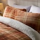 image 2 of OHS Autumnal Check Print Soft Cosy Warm Plush Fleece Duvet Cover and Pillowcase Bedding Set Orange | Rust | Super King