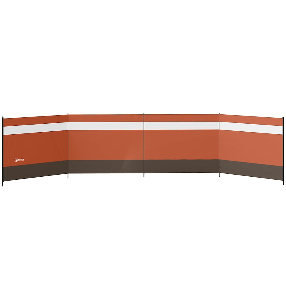image 1 of Outsunny Camping Windbreaks with Clear Windows, 725 x 140cm | Orange | Orange, Khaki, Clear | 725 x 140 cm