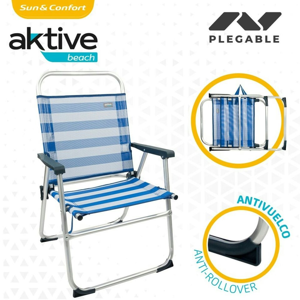 image 1 of Beach Chair Aktive Blue White 48 x 88 x 50 cm Aluminium Foldable (4 Units) N/A