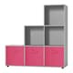image 1 of 6-Cube Step Shelving Unit With Non Woven Inserts | Grey | Grey & Dark Pink | 1