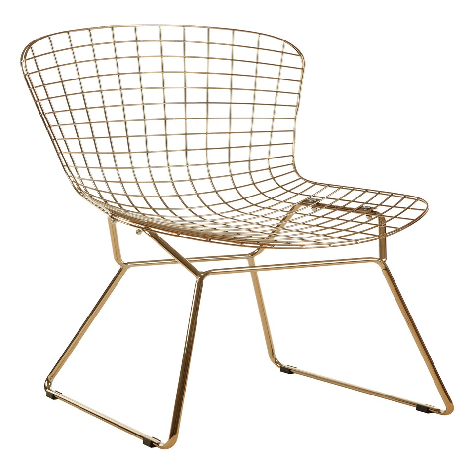 image 1 of Interiors by Premier Gold Metal Grid Frame Wire Chair, Comfortable Seating Garden Wire Chair, Easy Cleaning Wire Frame