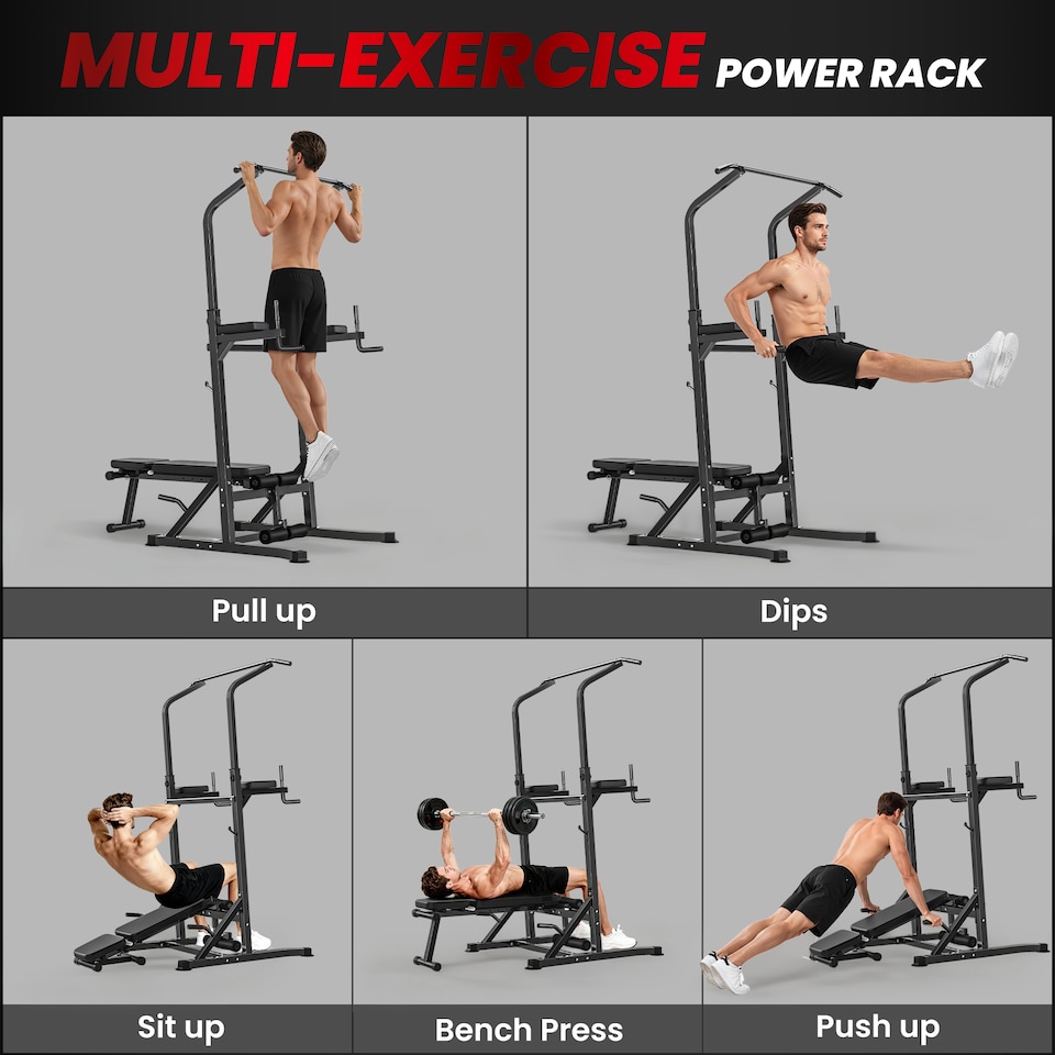 image 1 of HOMCOM Adjustable&Folded Dip Stands Multi-Function Pull-ups Sit-ups Fitness tool