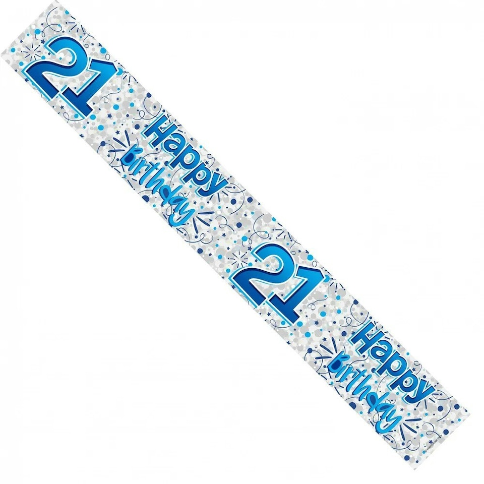 Kaleidoscope 21st Birthday Banner - Blue/Silver - One Size