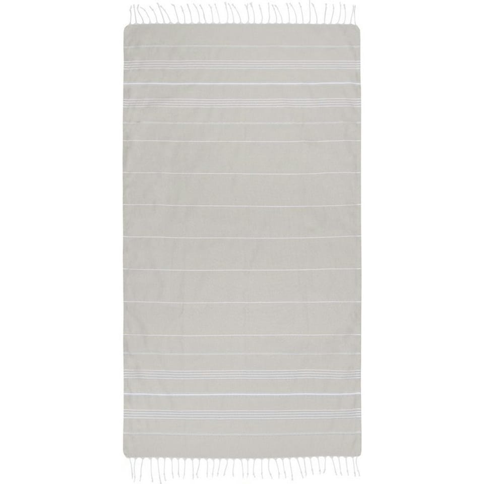 image 1 of Anna Hammam Striped Cotton Beach Towel - Beige - One Size