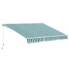 Outsunny Garden Sun Shade Canopy Retractable Awning, 3 x 2.5m, Green and White 