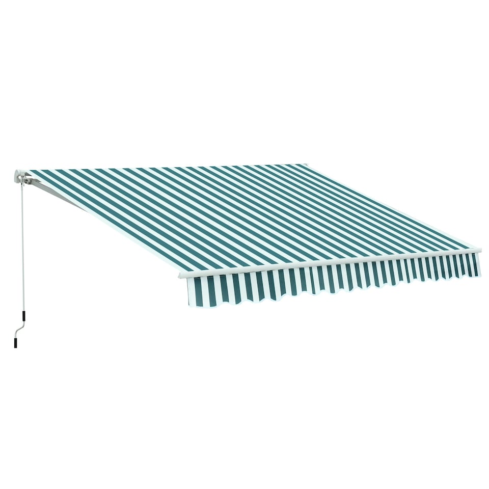image 1 of Outsunny Garden Sun Shade Canopy Retractable Awning, 3 x 2.5m, Green and White 