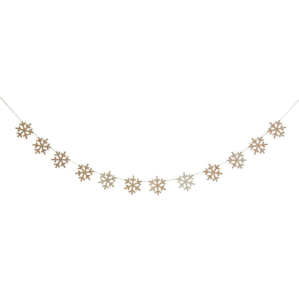 image 1 of Snowflake Wooden Party Garland Decoration 2.5m