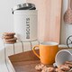 image 5 of Harbour Housewares White Round Metal Kitchen Biscuit Tin Kitchen Caddy Kitchen Storage Containers Bin Canister