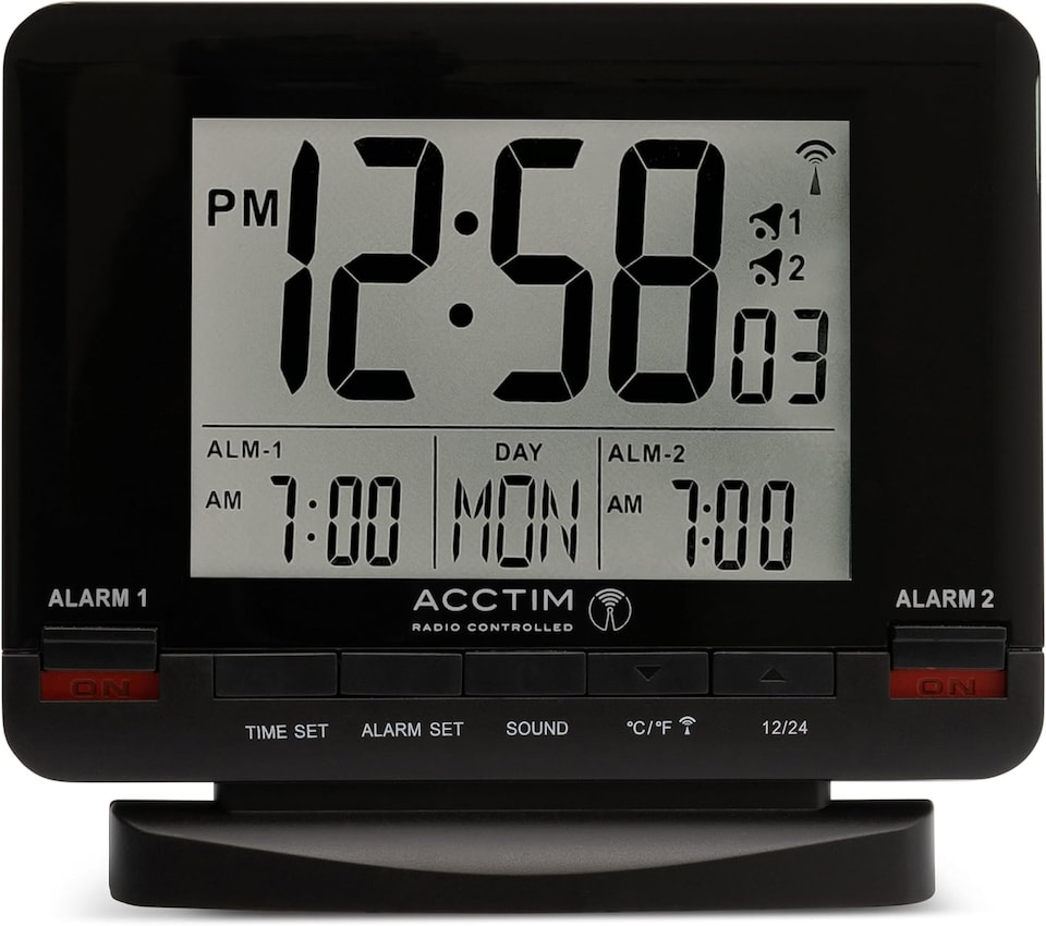 image 1 of Acctim Delaware Digital Alarm Clock Radio Controlled Dual Couples Alarm Date & Temperature Display