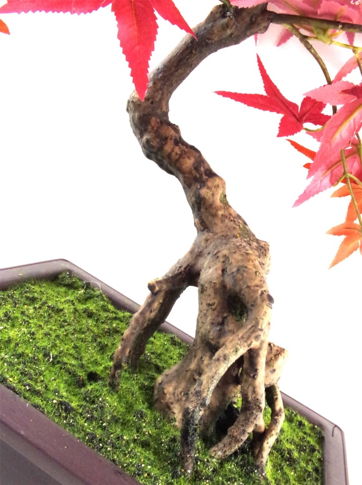 image 1 of Artificial Bonsai Tree Red Maple Bonsai 50cm Leaf Design Trees Realistic Plant Botanik | Red | One Size