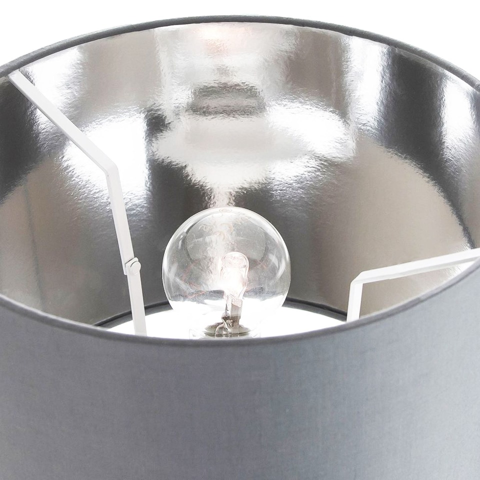 image 1 of Contemporary Grey Cotton 12" Table/Pendant Lamp Shade with Shiny Silver Inner | Grey | Grey | 1