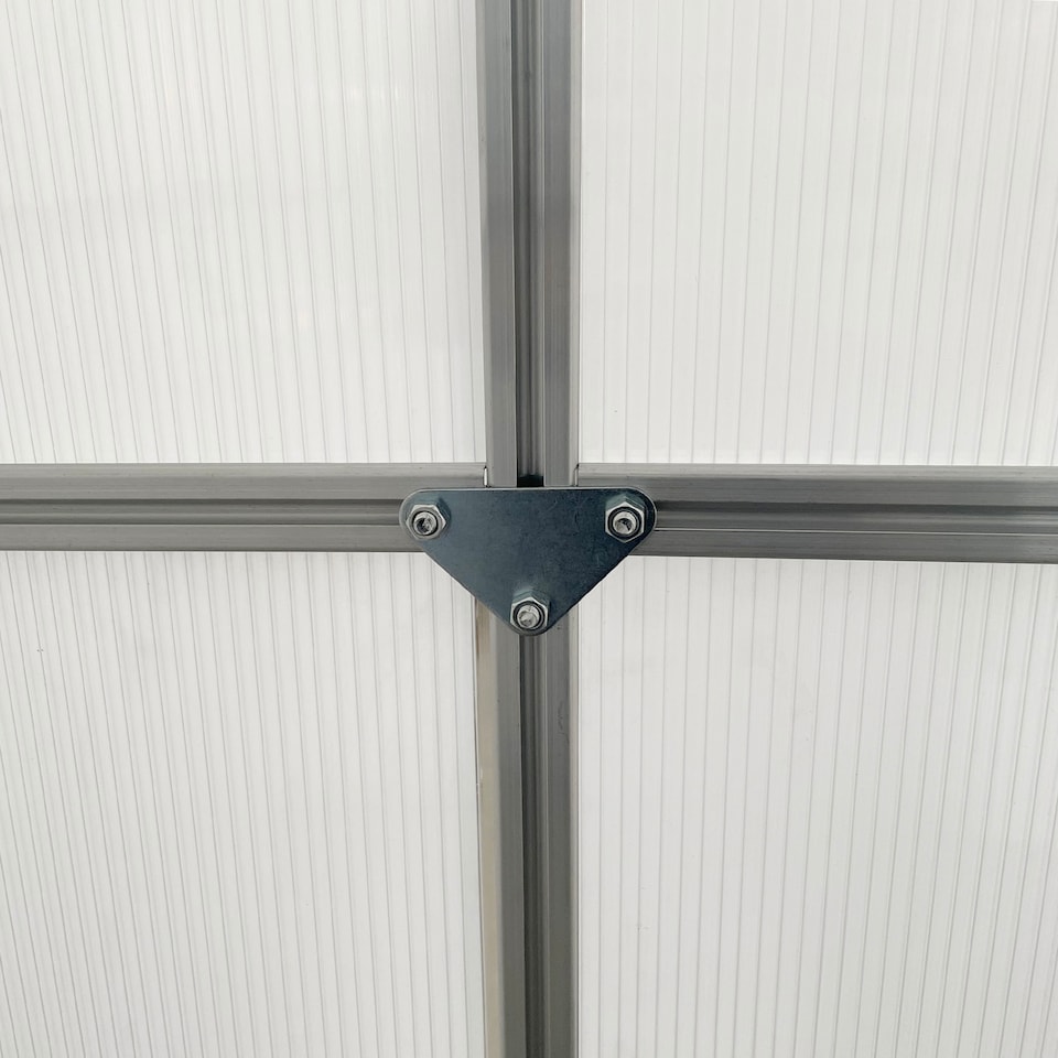 image 1 of Outsunny Polycarbonate Walk-in Garden Greenhouse w Sliding Door Silver Tone