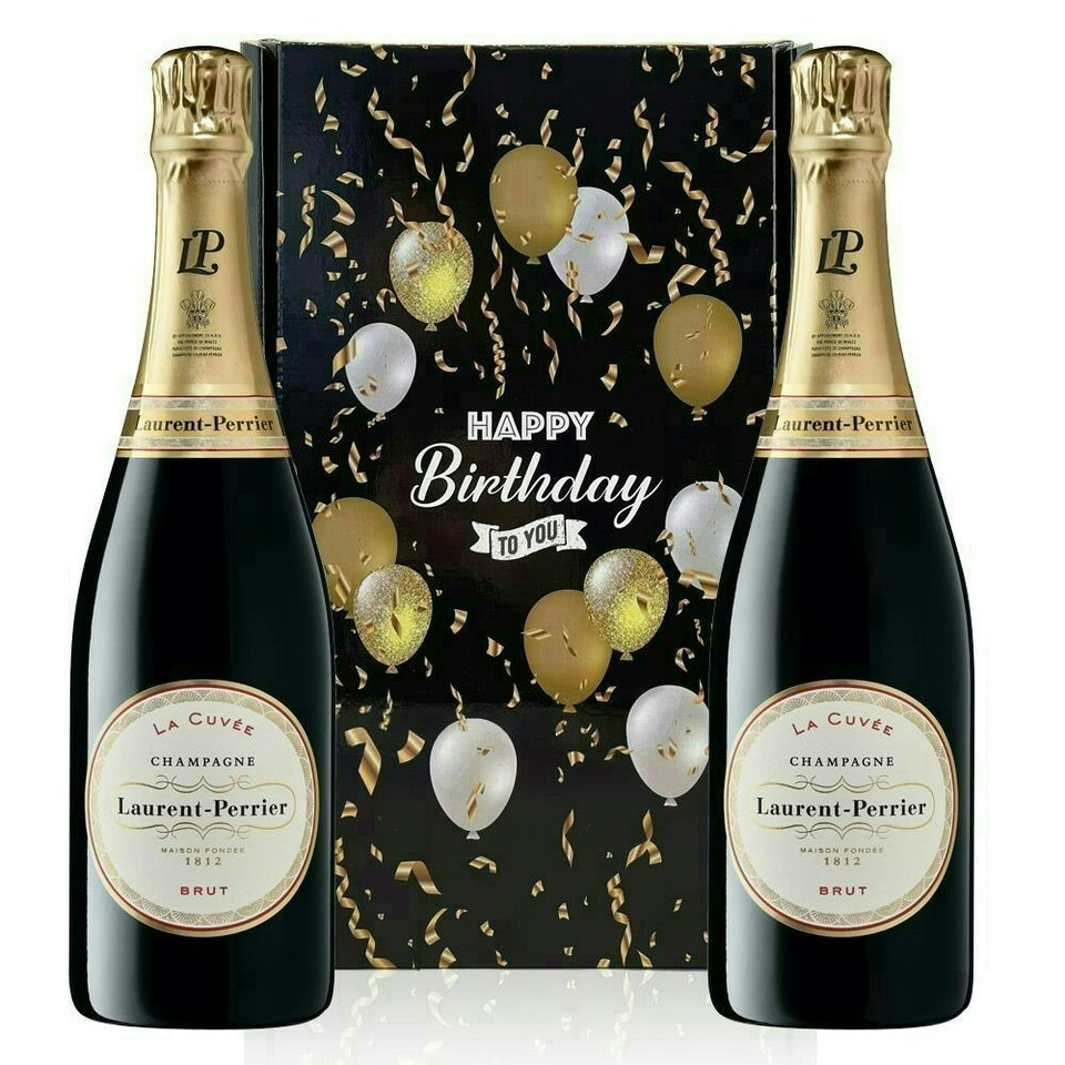 Laurent Perrier La Cuvee Brut Champagne, Happy Birthday Twin Gift Box (Case of 2, 75cl) 12% abv