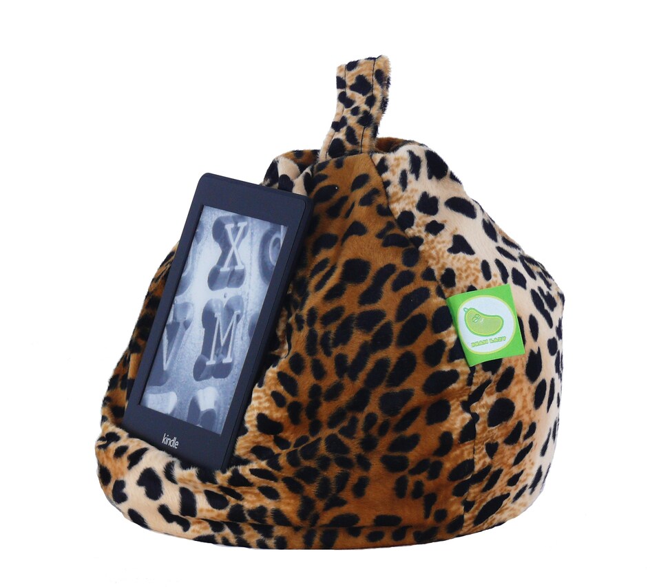 image 1 of Bean Lazy Furry Leopard Tablet eReader and Book Mini Bean Bag