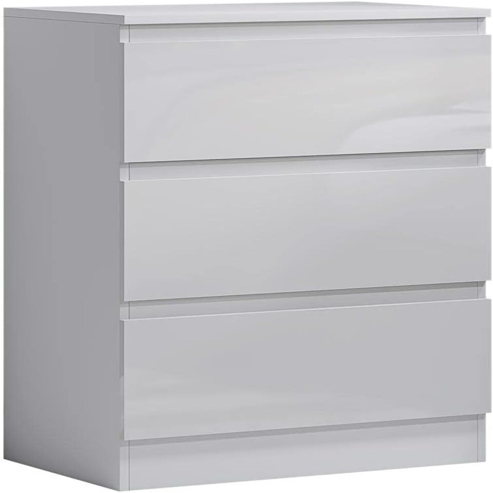 image 1 of FWStyle Carlton 3 Drawer Chest Of Drawers - White Gloss Front